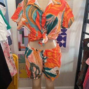 Vibrant Abstract Print Two-Piece Set